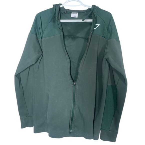 Gymshark Medium Full Zip Up Jackets Sweater Green Athletic Sport Workout Train M - Picture 7 of 9